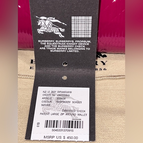 NWT RARE BURBERRY Embossed Patent Raspberry Sorbet Zippy Wallet (Price is Firm!) - Picture 6 of 13